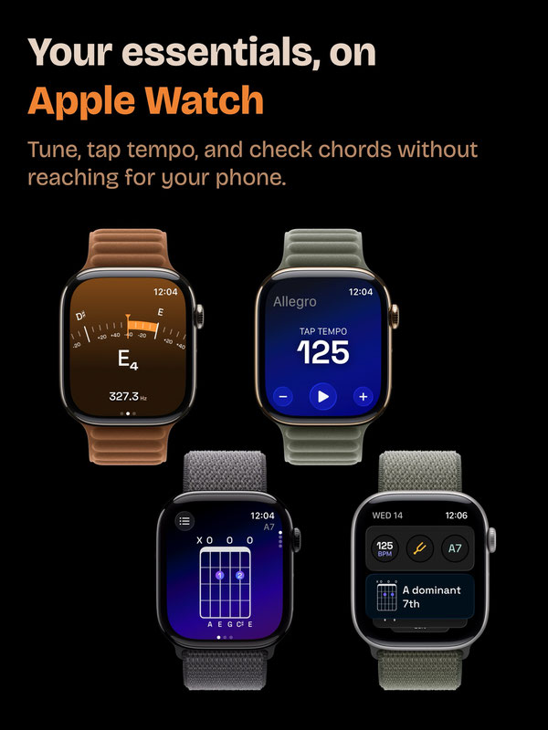 Guitar Wiz Essentials on Apple Watch from iPad