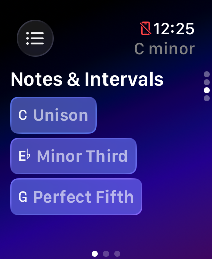 Guitar Wiz Notes and Intervals on Apple Watch