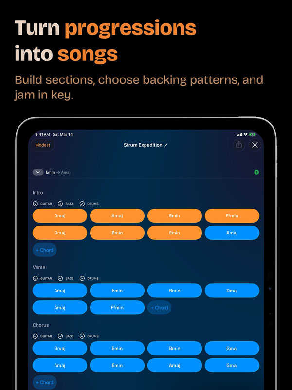 Turn Progressions into Songs on iPad
