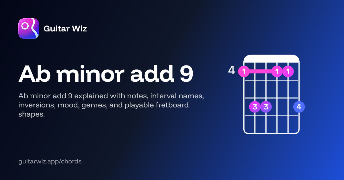 A♭ minor add 9 Guitar Chord: Notes, Intervals, Inversions & Shapes ...