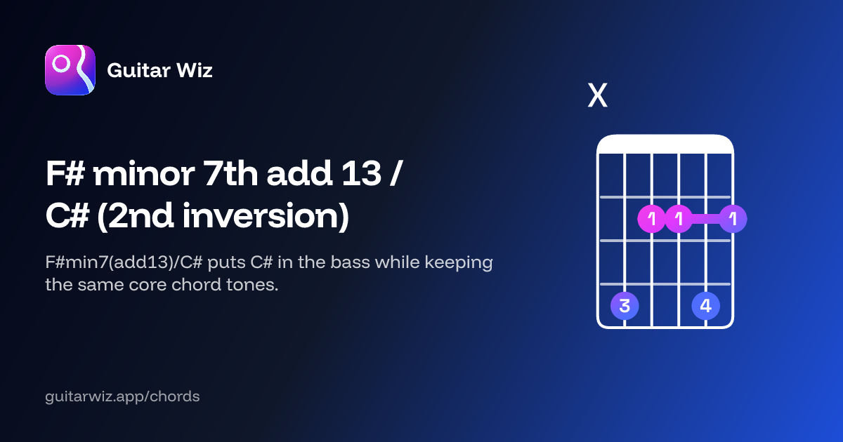 F Minor Second Inversion Fโฏ minor 7th add 13 / Cโฏ (2nd inversion) Guitar Chord: Notes, Shapes ...